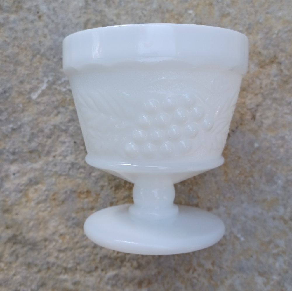 Vintage "stubby" milk glass goblet